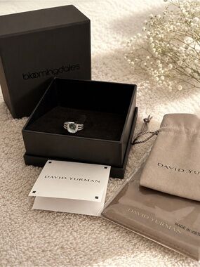 Authentic David Yurman Petite Wheaton Prasiolite & Diamonds Ring Size 7
